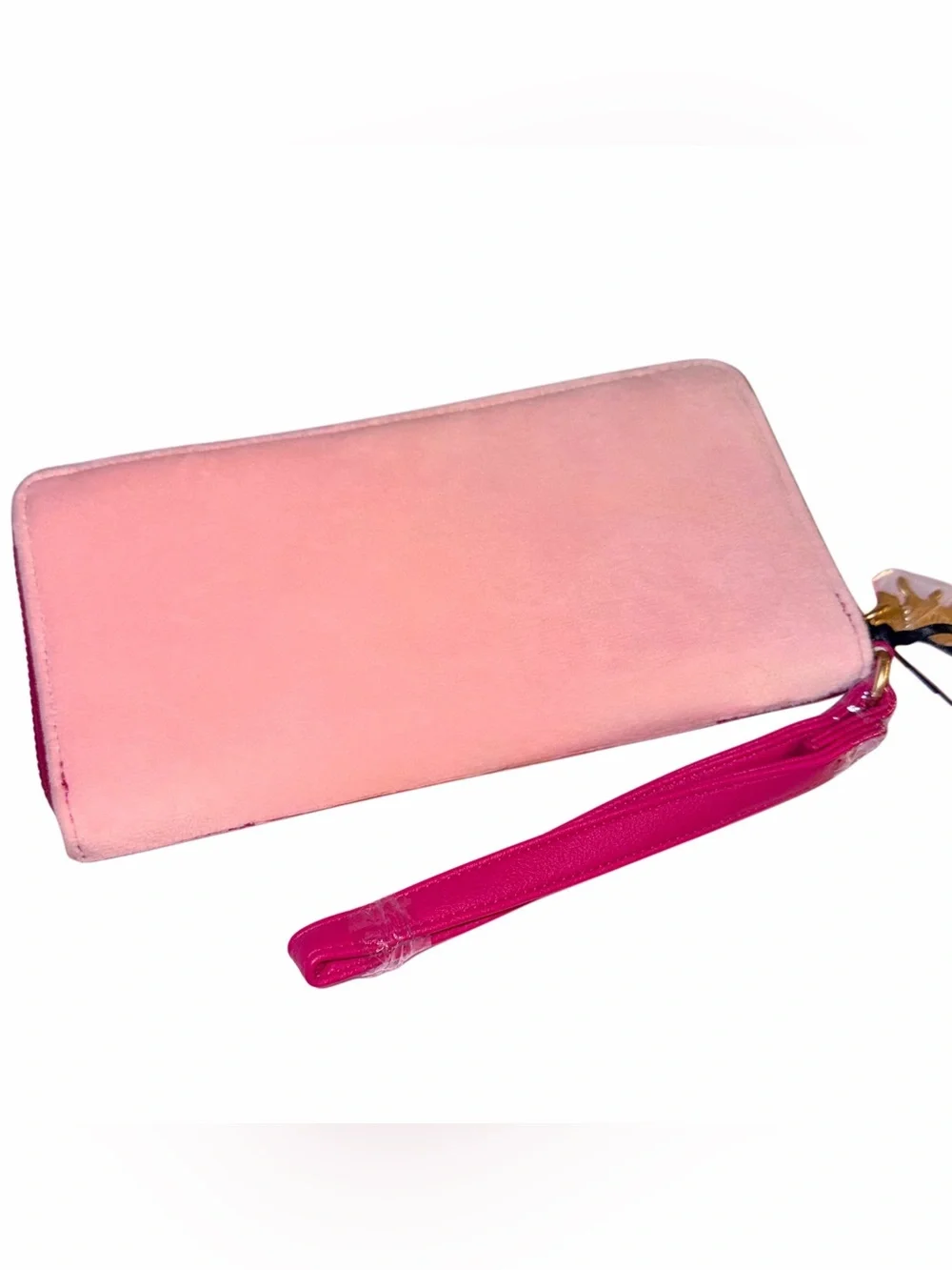 Juicy Couture New Love Chapter Pink Flamingo Large Zip Around Velour Wallet